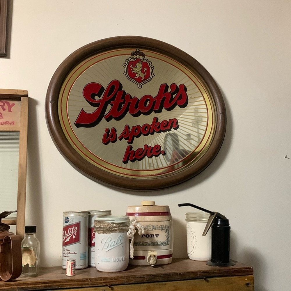 Stroh’s Beer vintage mirror